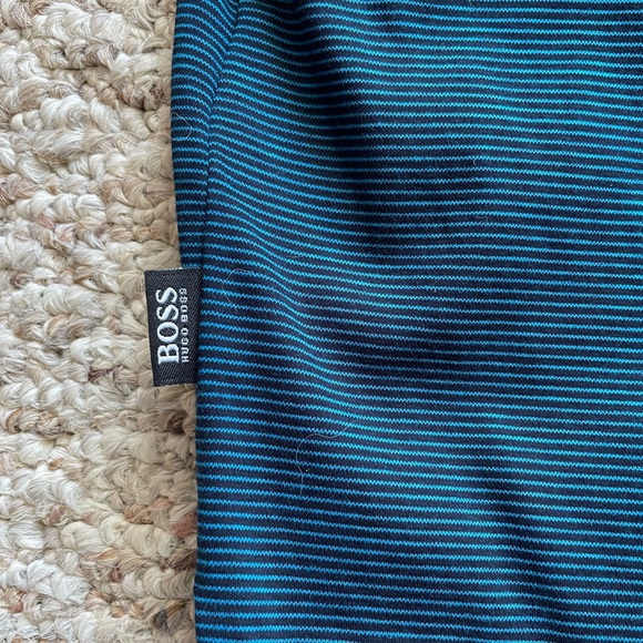 Hugo Boss T-Shirt, Like New, Navy and Cyan stripes - Picture 2 of 3